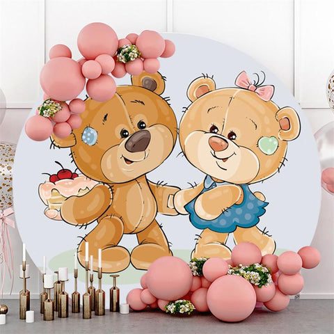 Doux garçon et fille ours rond toile de fond de fête de naissance