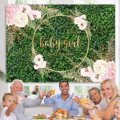 Toile de fond de douche de bébé à paillettes florales et vertes douces