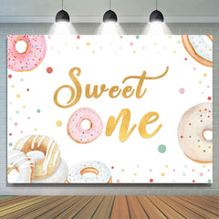 Toile de fond de joyeux anniversaire sur le thème Sweet One Lovely Donut