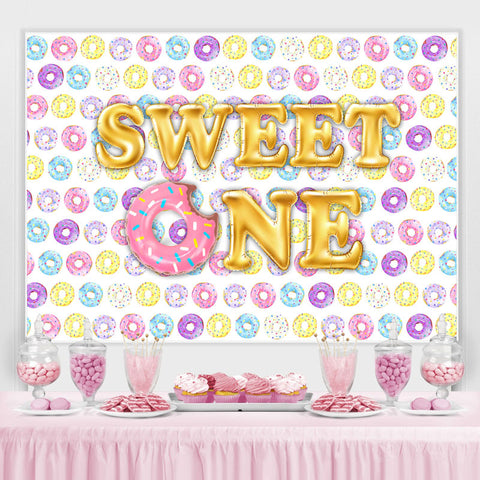 Sweet One With Donuts Thème Joyeux Anniversaire Toile de Fond