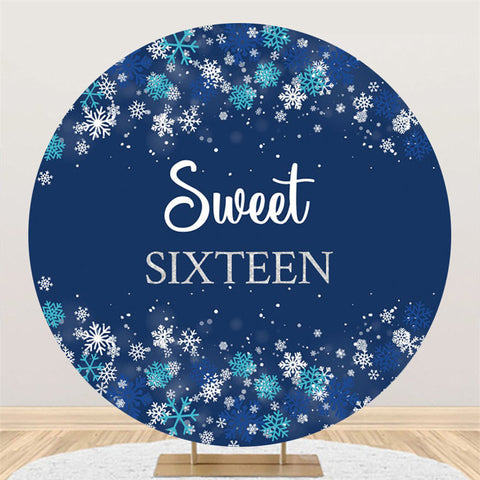 Sweet Sixteen Snowflake Joyeux Anniversaire Toile de Fond Ronde