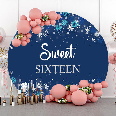 Sweet Sixteen Snowflake Joyeux Anniversaire Toile de Fond Ronde