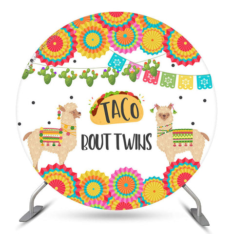 Taco Bout Twins Sheep Baby Shower Toile de fond ronde