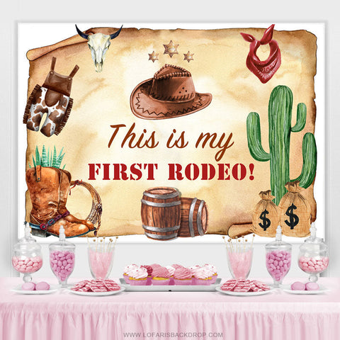 C'est ma première toile de fond de joyeux anniversaire Rodeo Cow Boy