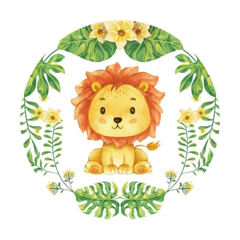 Toile De Fond Ronde De Joyeux Anniversaire De Fleur De Feuilles Vertes De Tigre