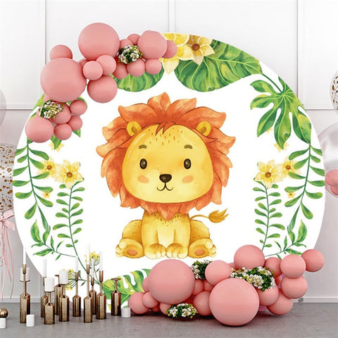 Toile De Fond Ronde De Joyeux Anniversaire De Fleur De Feuilles Vertes De Tigre