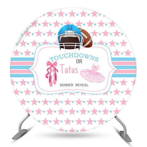 Touchdowns ou Tutus Gender Reveal Toile de fond ronde