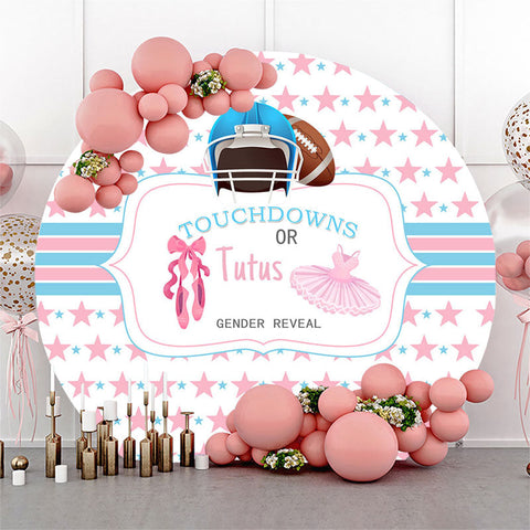 Touchdowns ou Tutus Gender Reveal Toile de fond ronde