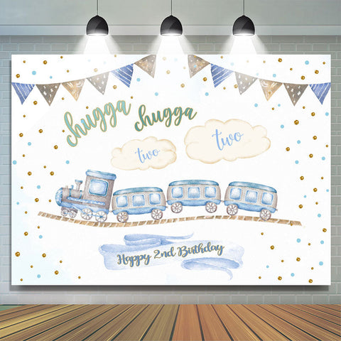 Train Happy 2nd Birthday Backdrop pour Photoshoot