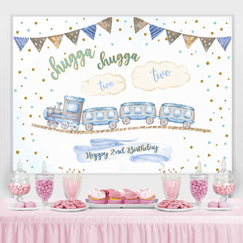 Train Happy 2nd Birthday Backdrop pour Photoshoot