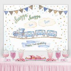 Train Happy 2nd Birthday Backdrop pour Photoshoot