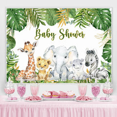 Feuilles tropicales et bébés animaux toile de fond de douche de bébé