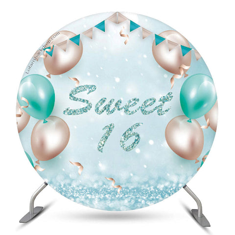 Ballon Turquoise Sweet 16 Anniversaire Toile de Fond Ronde