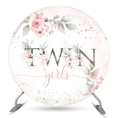 Toile de fond ronde Boho Floral Baby Shower pour filles jumelles