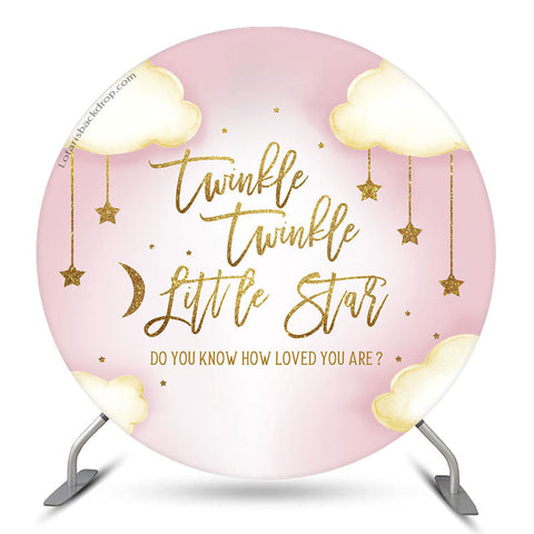 Toile de fond ronde Twinkle Little Star Baby Shower rose