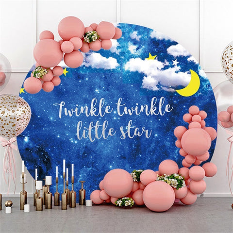 Twinkle Star – toile de fond ronde, ciel étoilé bleu, pour fête prénatale