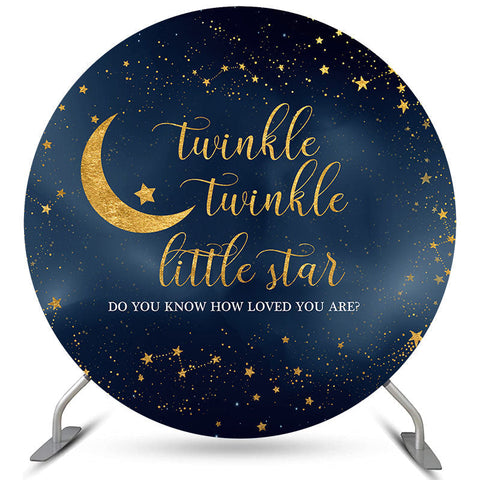 Toile de fond de douche de bébé Twinkle Star cercle bleu foncé