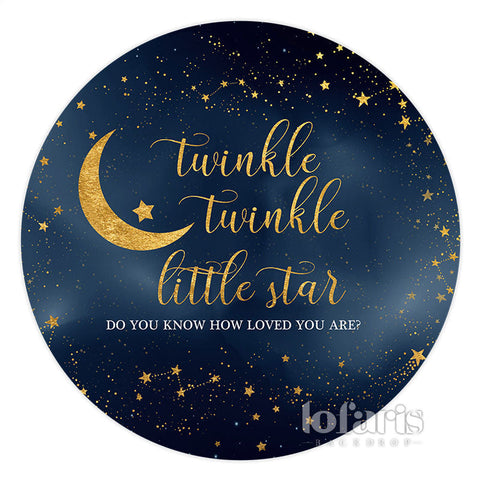 Toile de fond de douche de bébé Twinkle Star cercle bleu foncé