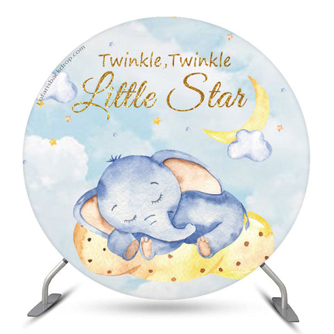 Toile de fond ronde Twinkle Star Elephant Baby Shower