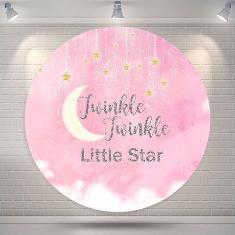 Toile de fond ronde sur le thème du baby shower de fille rose scintillante