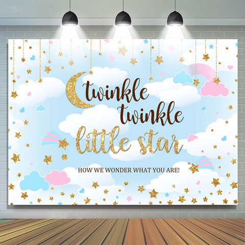 Toile de fond de douche de bébé Twinkle Twinkle Little Star Glitter