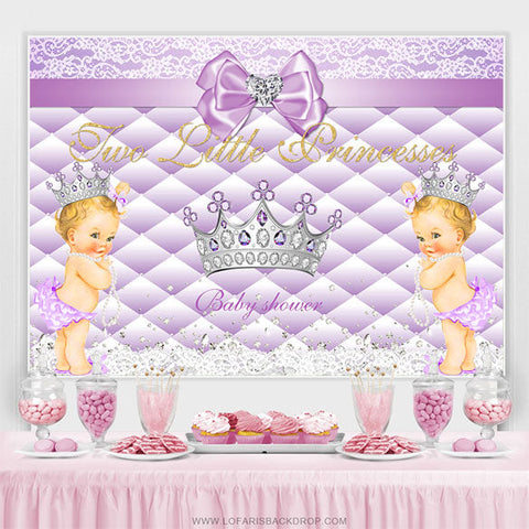 Toile de fond de douche de bébé couronne violette deux petites princesses