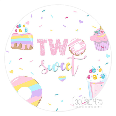 Toile De Fond D'anniversaire De Cercle De Terre De Bonbons De Deux Donuts Doux