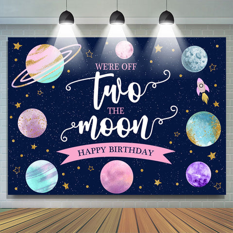 Toile de fond Two The Moon Pink Green Planet 2e anniversaire