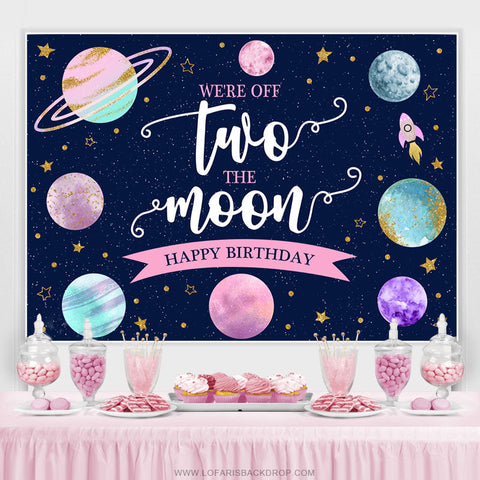 Toile de fond Two The Moon Pink Green Planet 2e anniversaire