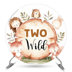 Toile de fond ronde de deux animaux de la forêt sauvage 2e anniversaire
