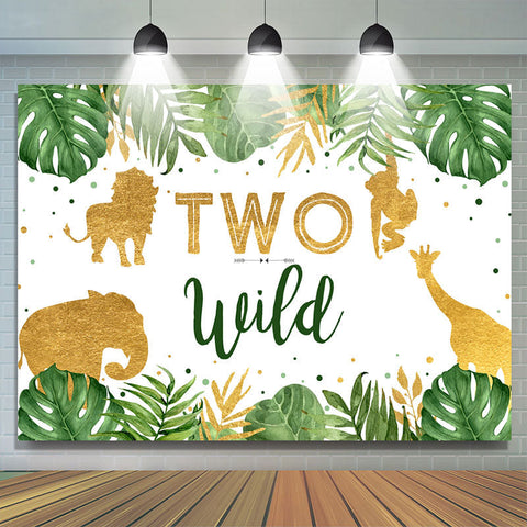 Toile de fond du 2e anniversaire de deux animaux sauvages de la jungle tropicale