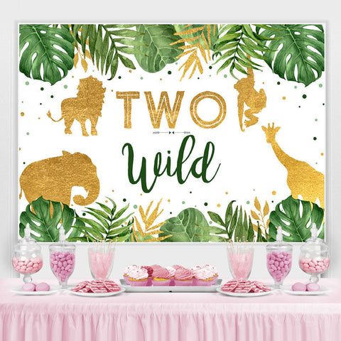 Toile de fond du 2e anniversaire de deux animaux sauvages de la jungle tropicale