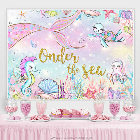 Sous la toile de fond mer sirène joyeux anniversaire pour les filles