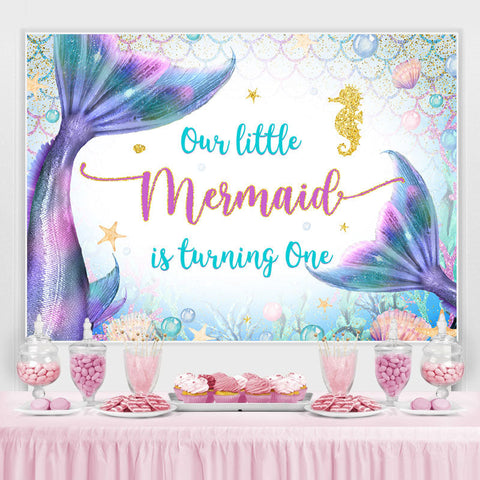 Undersea World Sirène Sea Horse 1er anniversaire Toile de fond