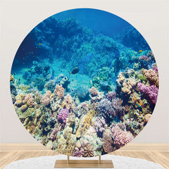 Récif De Corail Sous-Marin Et Toile De Fond Ronde De Poisson Pour L'été