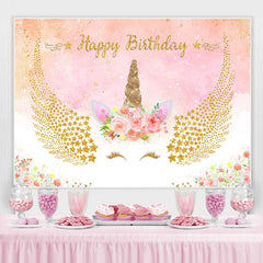 Licorne Fleur Rose Joyeux Anniversaire Toile De Fond Pour Fille