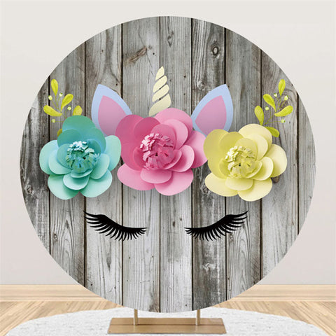 Licorne Bois Fleur Joyeux Anniversaire Cercle Toile de Fond
