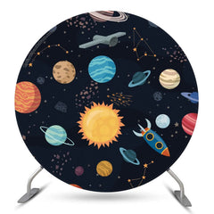 Toile de fond du cercle noir de la planète de l'univers pour la fête