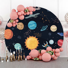 Toile de fond du cercle noir de la planète de l'univers pour la fête