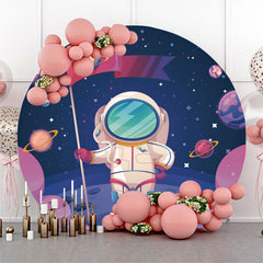 Univers Planète Spaceman Lune Rond Anniversaire Toile de Fond