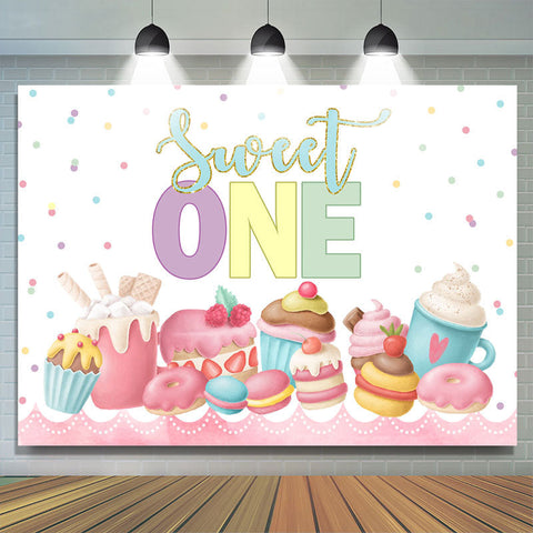 Diverses collations et toile de fond Sweet One Happy Birthday