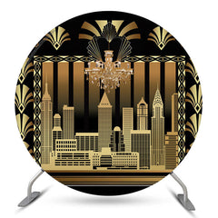 Toile de fond ronde Vintage Black Gold Building Party