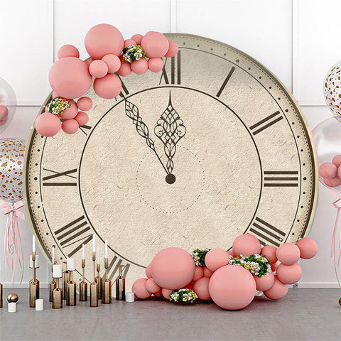 Couverture de toile de fond ronde de bonne année d'horloge vintage