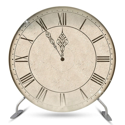 Couverture de toile de fond ronde de bonne année d'horloge vintage