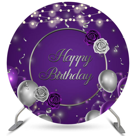 Fond De Joyeux Anniversaire Cercle De Ballon De Fleur Violette