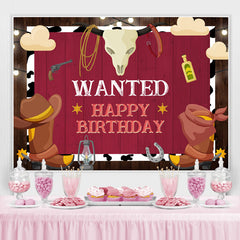 Wanted Joyeux Anniversaire Cowboy Party Toile de Fond pour Hommes