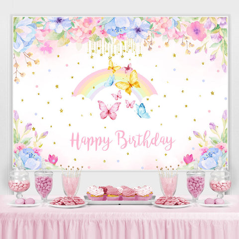 Toile de fond anniversaire princesse aquarelle flore bébé filles
