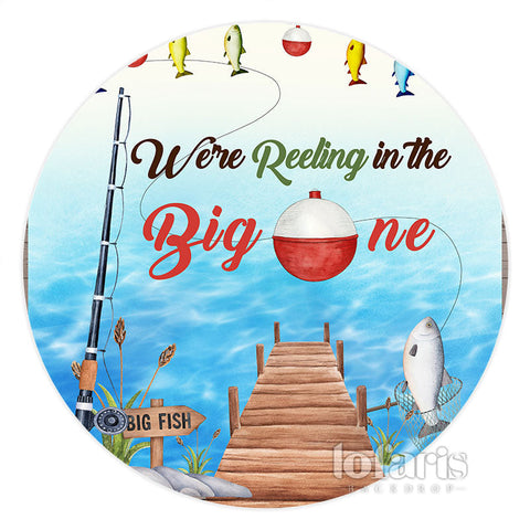 Nous sommes Reelongi dans la toile de fond d'anniversaire ronde Big One Fish