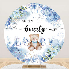 Nous pouvons Bearly Wait Blue Flower Baby Shower Circle Backdrop