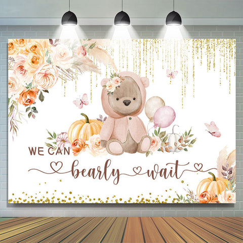 We Can Bearly Wait Toile de fond de douche de bébé floral kaki clair